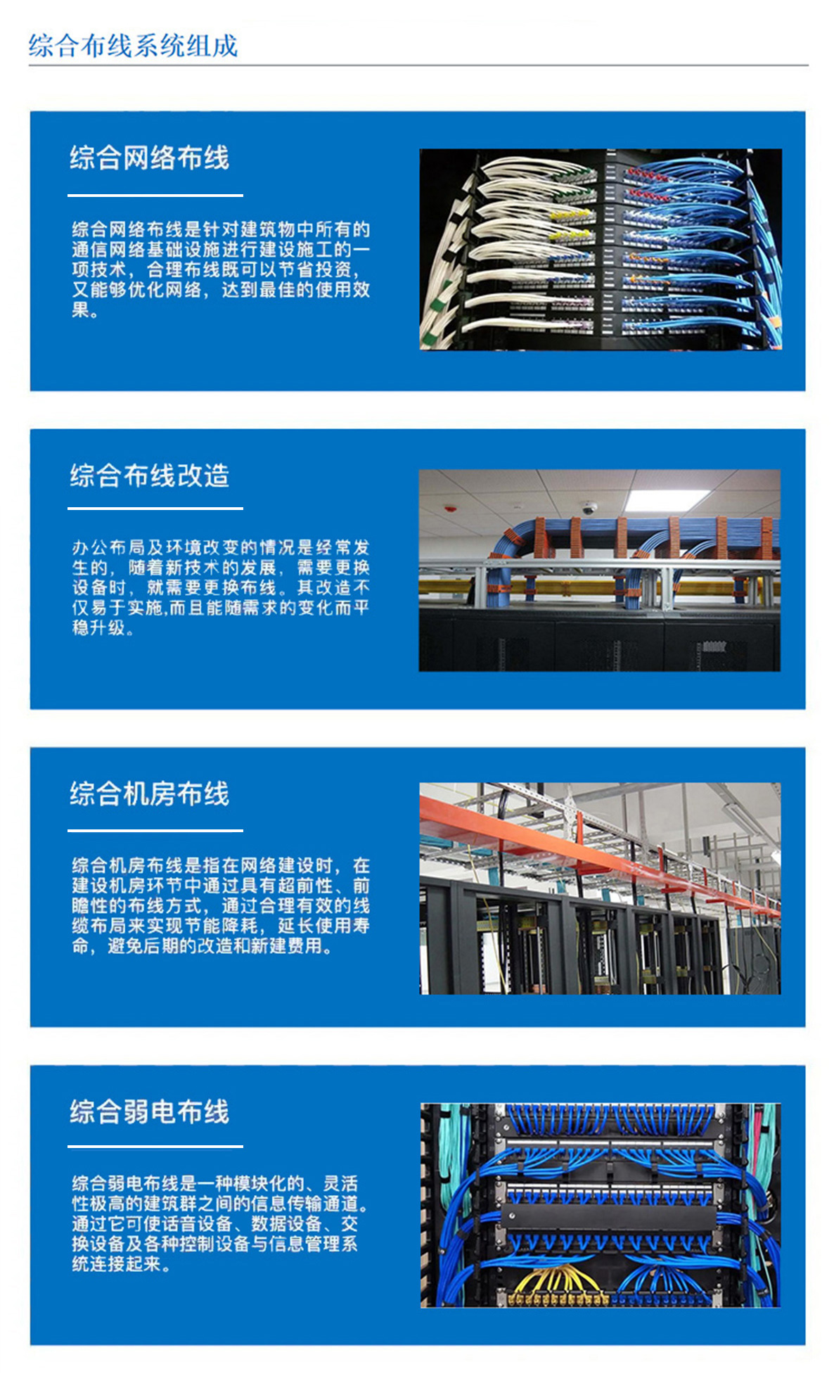 3科技園,工業(yè)園,商業(yè)園,產(chǎn)業(yè)園,農(nóng)業(yè)園,物流園等園區(qū)綜合布線，囊括園區(qū)網(wǎng)絡(luò)布線，綜合布線改造，機房布線,弱電布線等，布線是整個系統(tǒng)的基礎(chǔ)和關(guān)鍵環(huán)節(jié)，其質(zhì)量直接影響系統(tǒng)的穩(wěn)定性、可靠性和可擴展性。